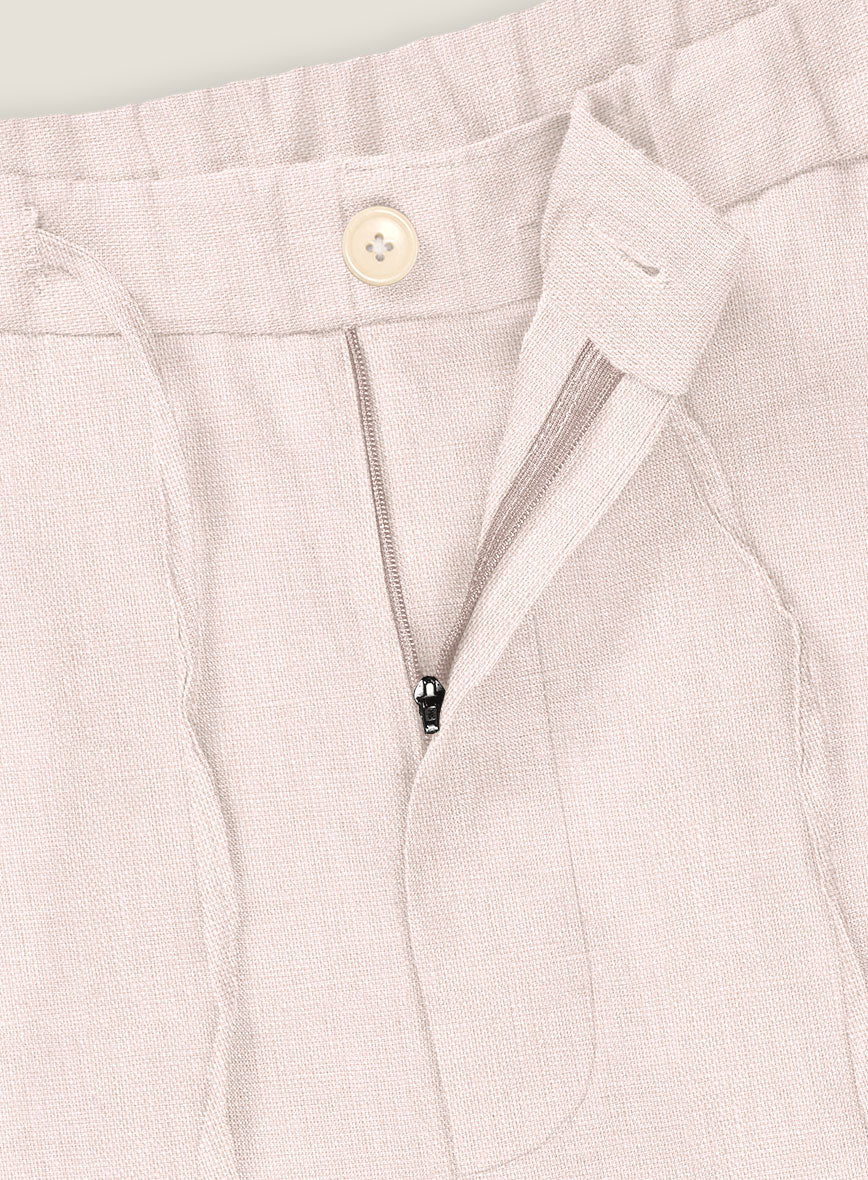 Roman Light Pink Linen Shorts - Image 2