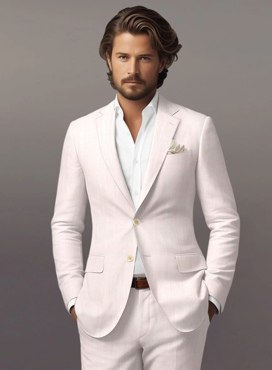 Roman Light Pink Linen Suit - Image 4