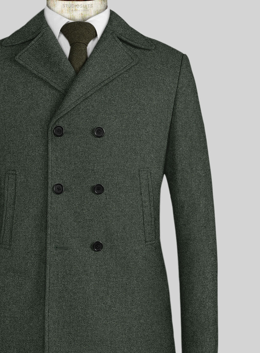 Rope Weave Green Tweed Pea Coat - Image 2