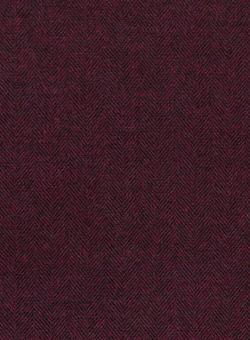 Rose Wine Herringbone Tweed Pants - Image 2
