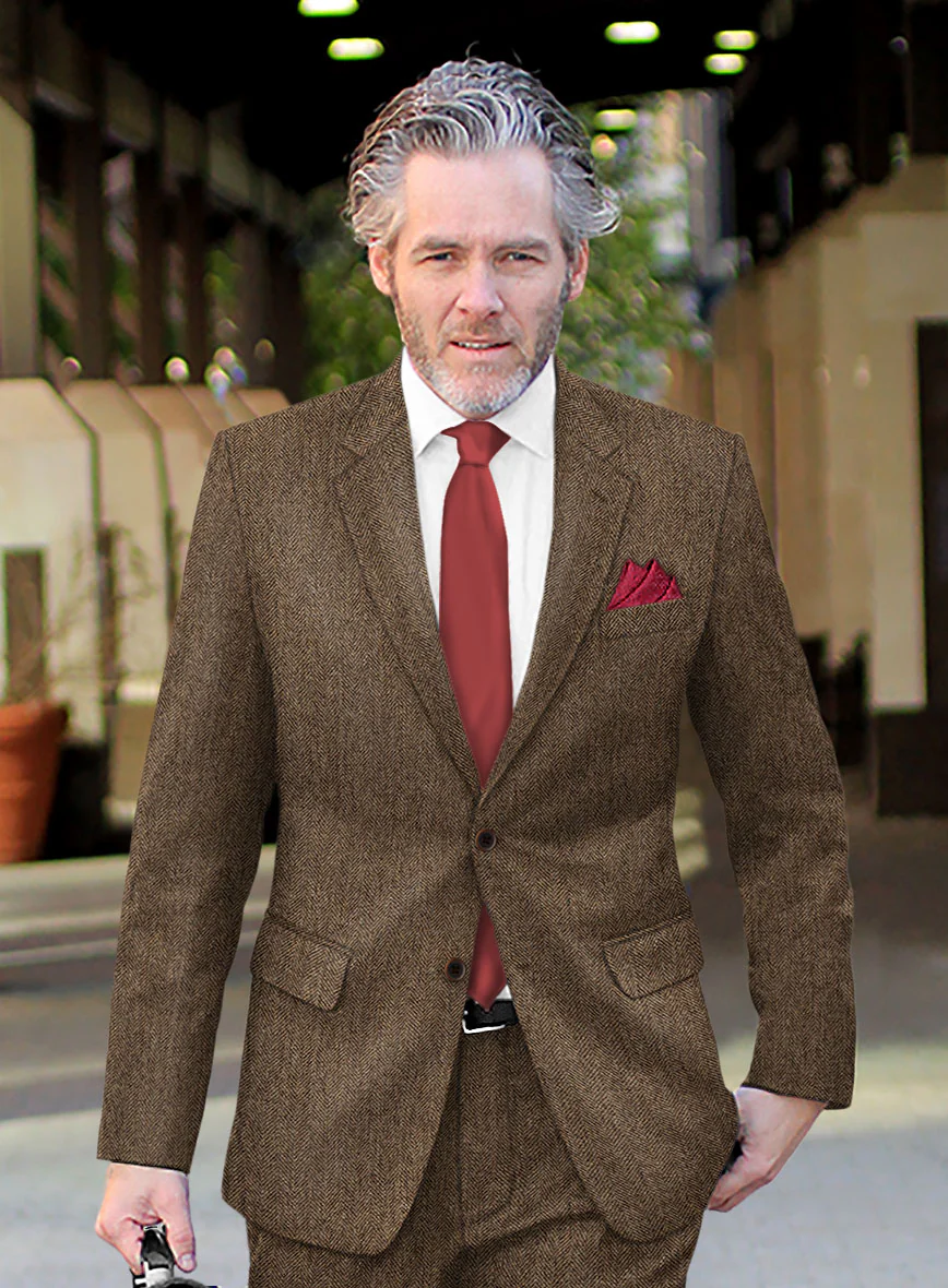 Rust Herringbone Tweed Jacket - Image 3