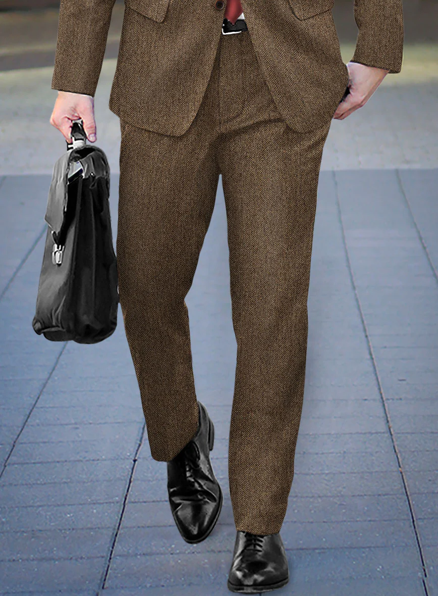 Rust Herringbone Tweed Pants - Image 3