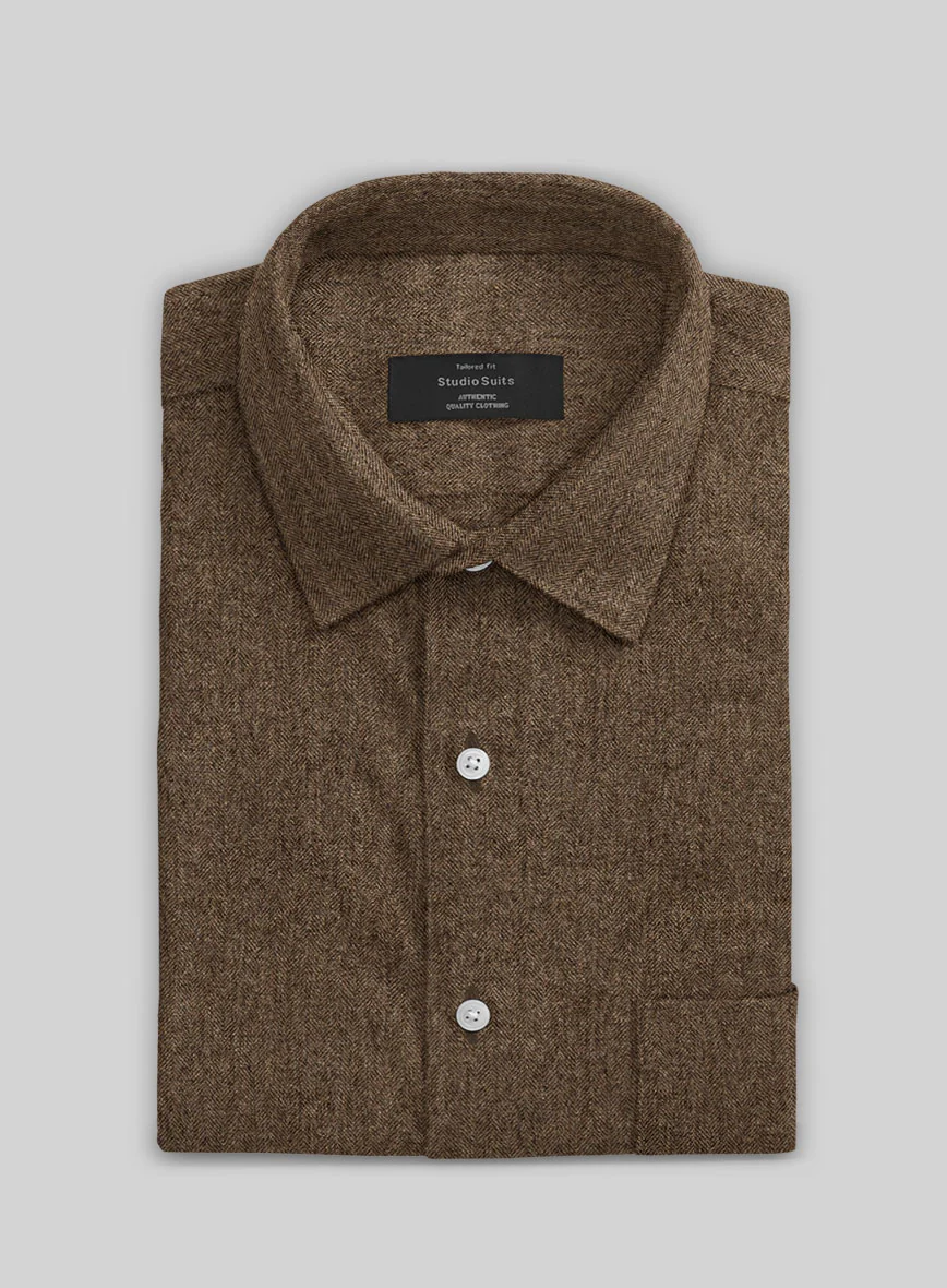 Rust Herringbone Tweed Shirt
