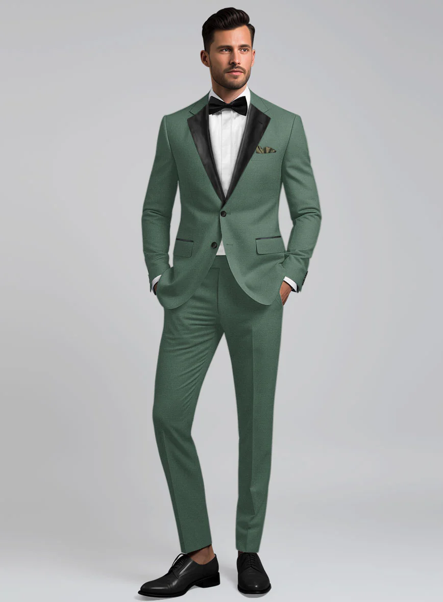 Sage Green Tuxedo Suit - Image 2