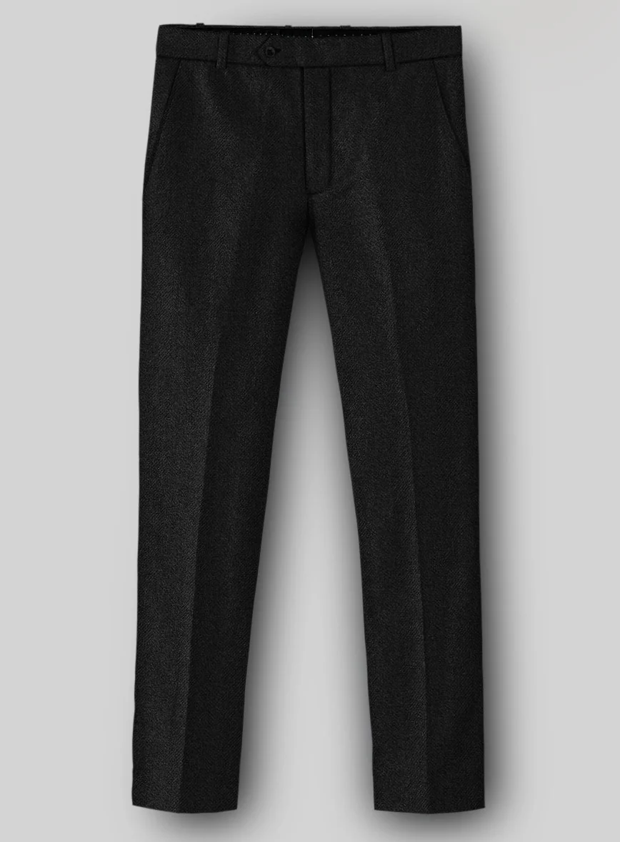 Sartori Allegra Black Herringbone Soft Tweed Pants