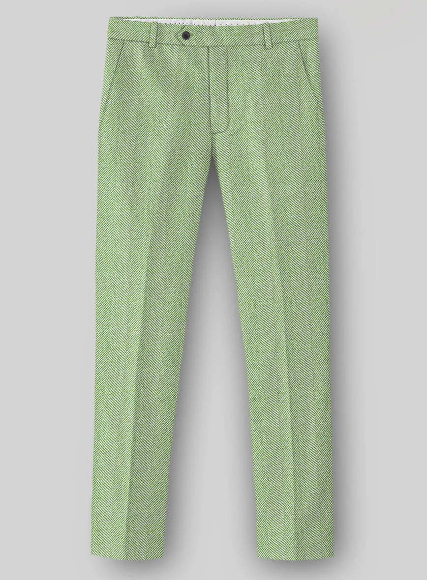 Sartori Celemente Green Herringbone Soft Tweed Pants