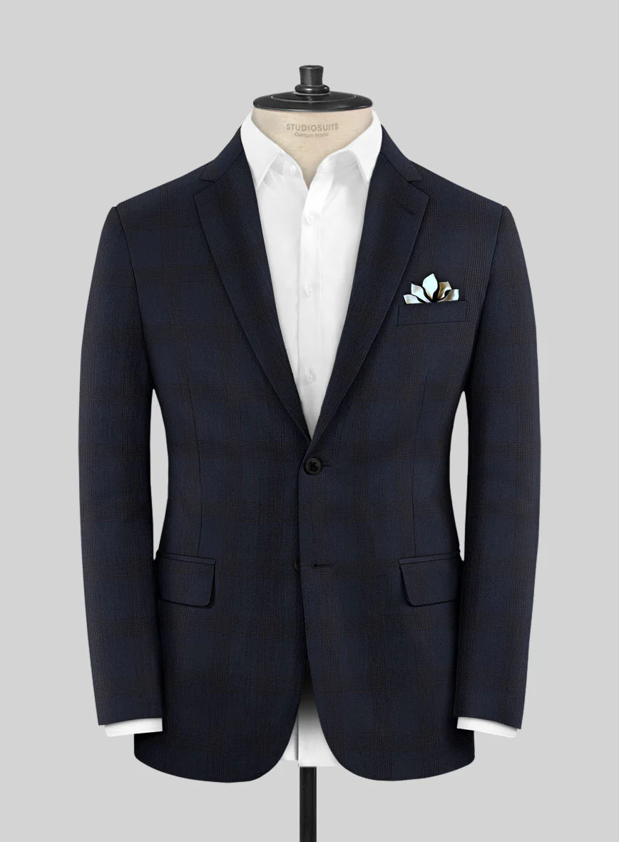 Scabal Aleyo Checks Blue Wool Jacket