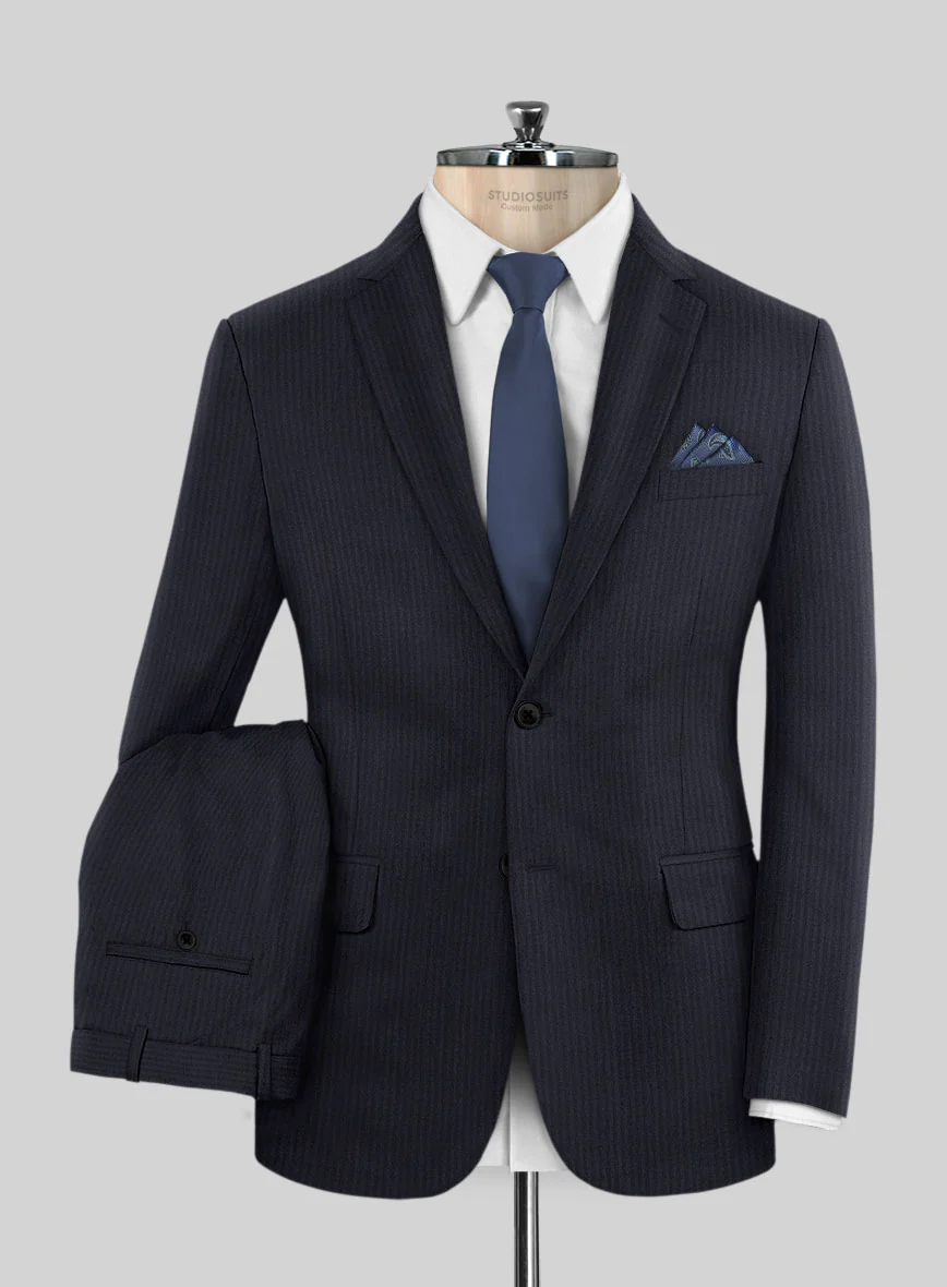 Scabal Ascio Stripe Blue Wool Suit