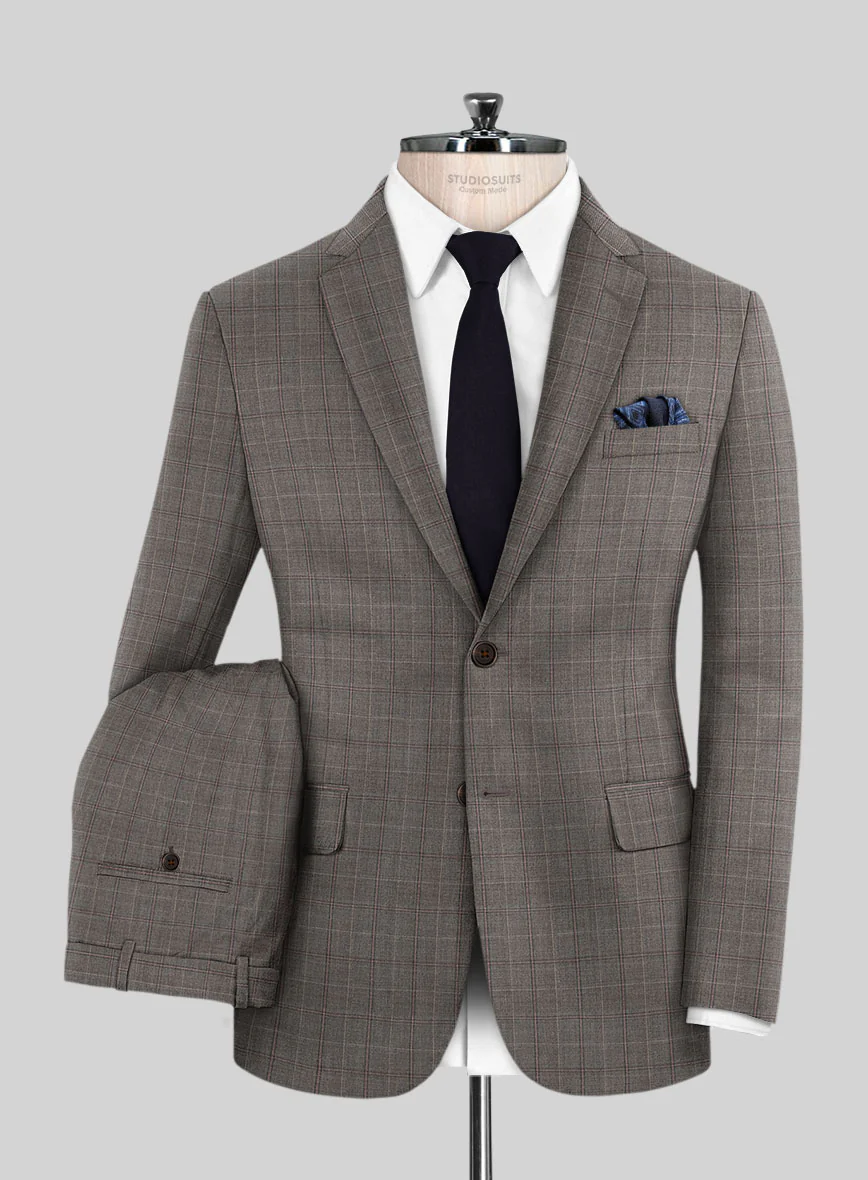 Scabal Cego Checks Brown Wool Suit