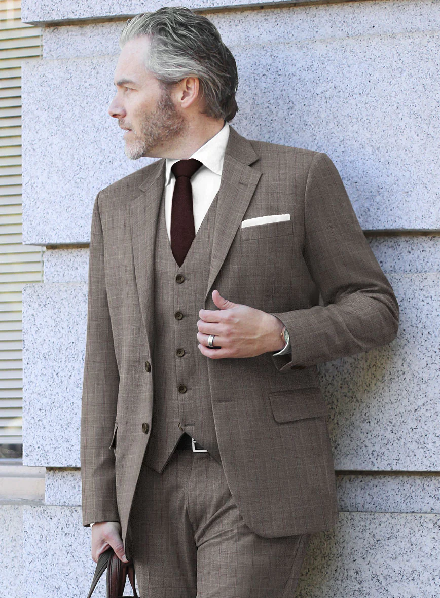 Scabal Cego Checks Brown Wool Suit - Image 4