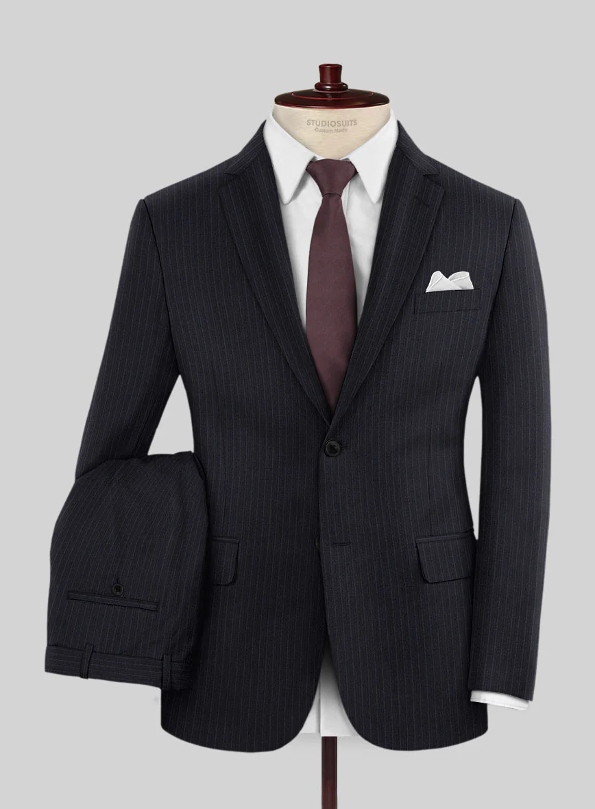 Scabal Ciasso Stripe Blue Wool Suit