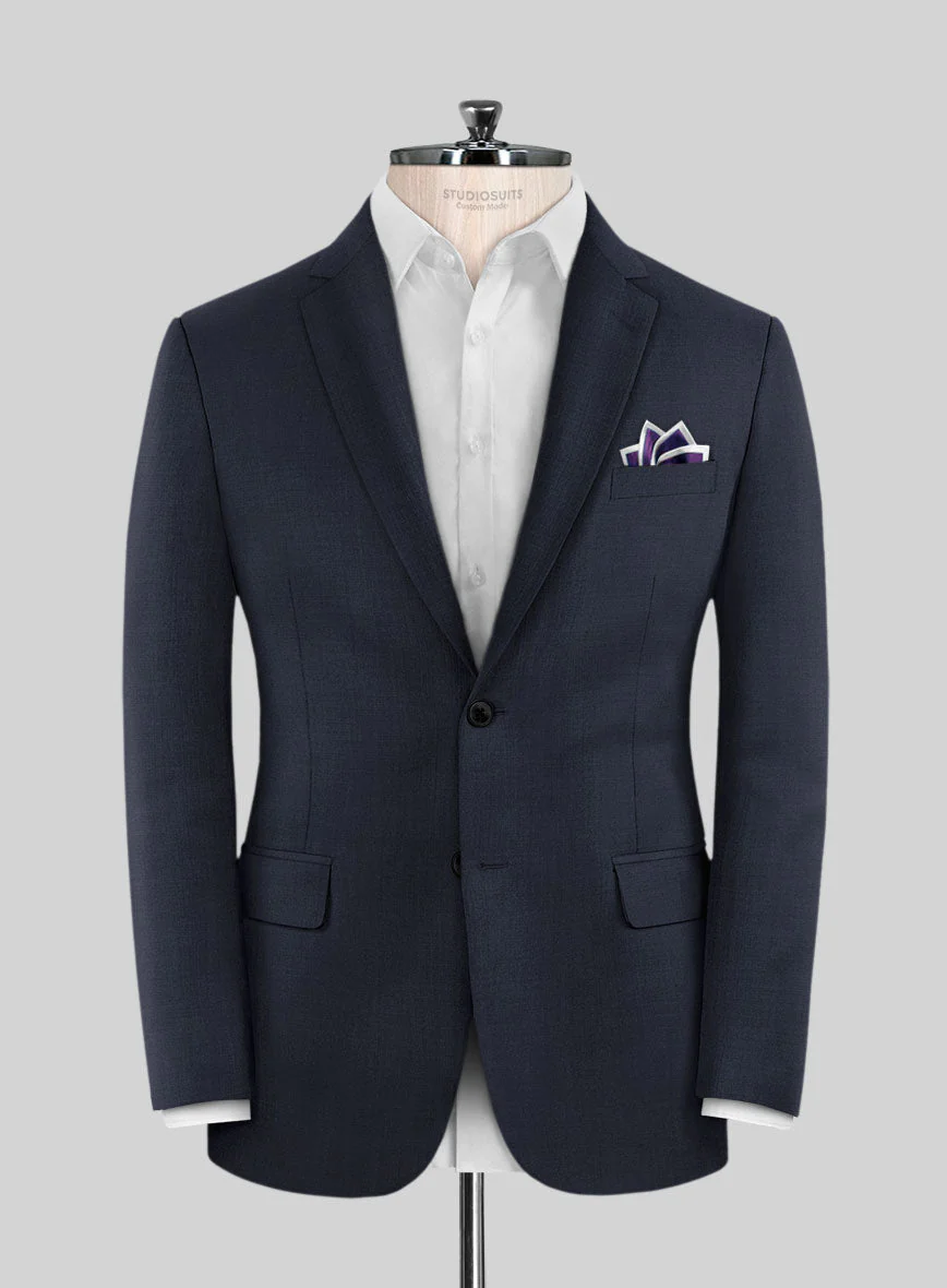 Scabal Cosmopolitan Nailhead Dark Blue Wool Jacket