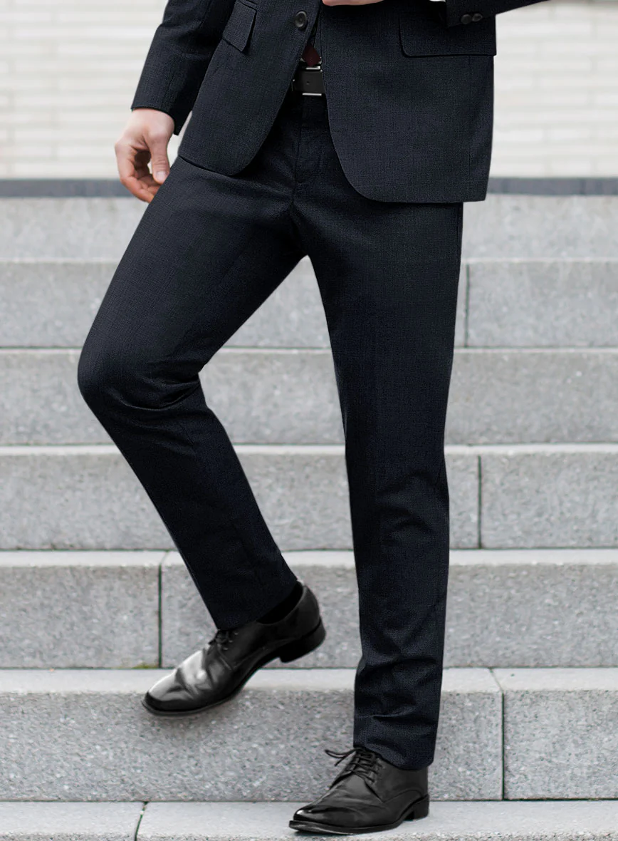 Scabal Cosmopolitan Nailhead Dark Blue Wool Pants - Image 2