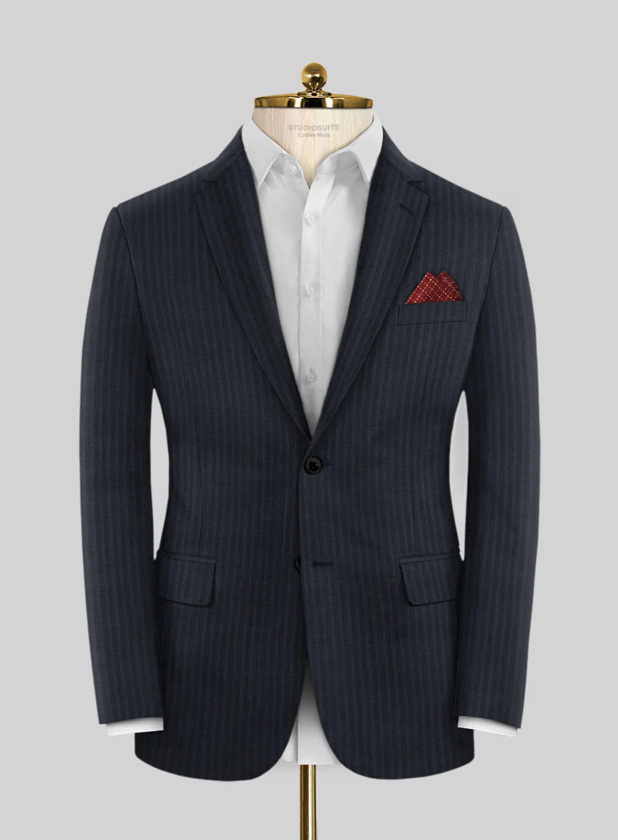 Scabal Cosmopolitan Stripe Alado Blue Wool Jacket