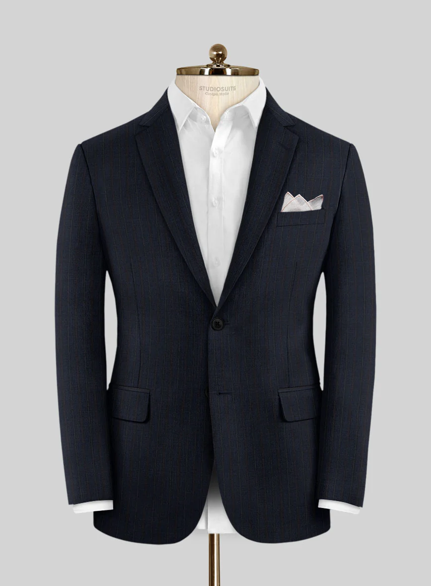 Scabal Cosmopolitan Stripe Tade Blue Wool Jacket