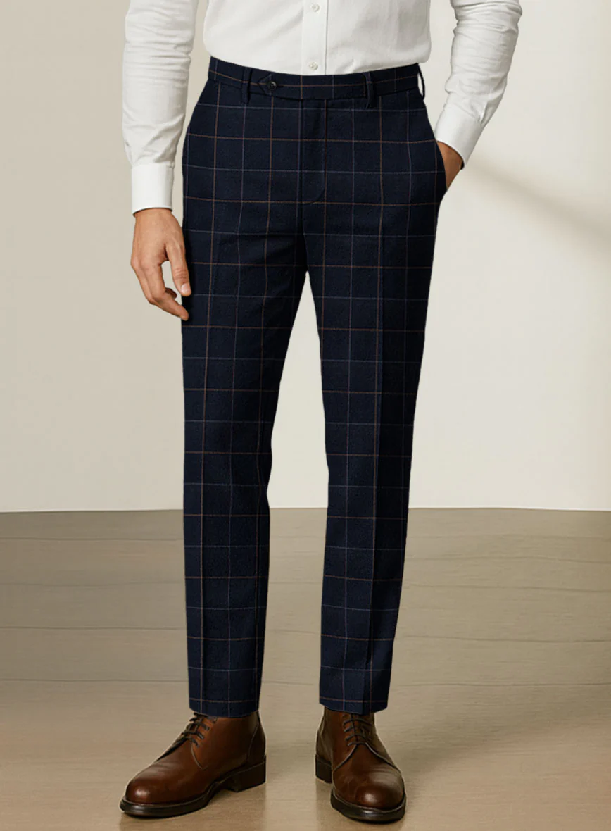 Scabal Dali Chromatic Windowpane Wool Cashmere Pants