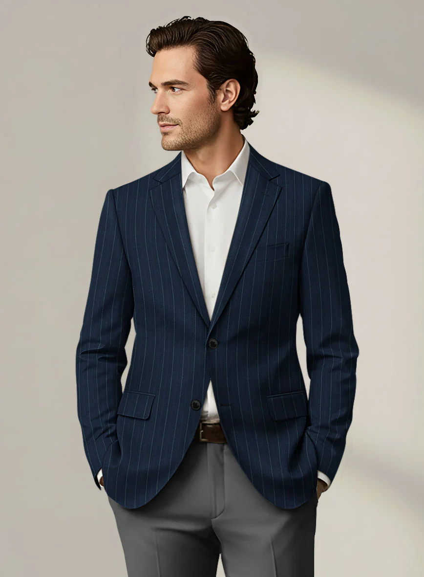 Scabal Dali Mimetic Stripe Wool Cashmere Jacket - Image 2