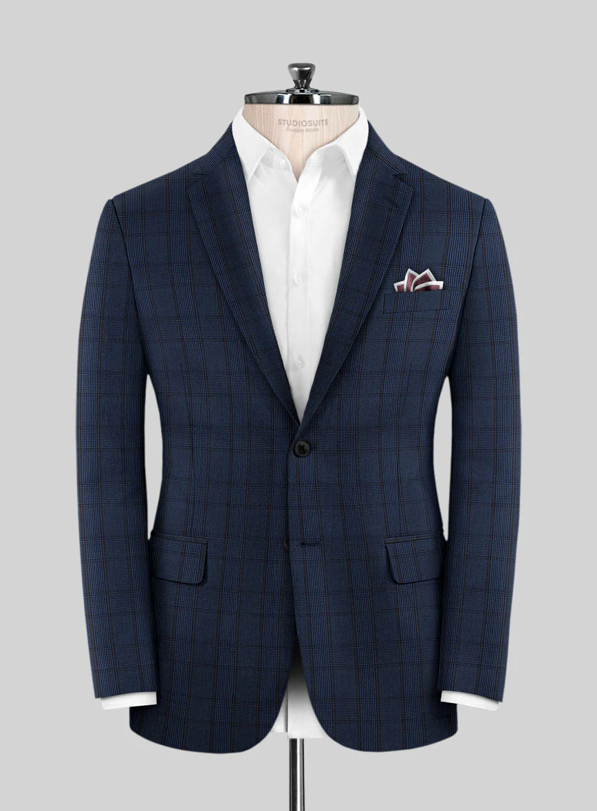 Scabal Damia Glen Blue Wool Jacket