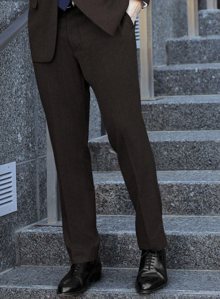 Scabal Erar Herringbone Brown Wool Pants - Image 2