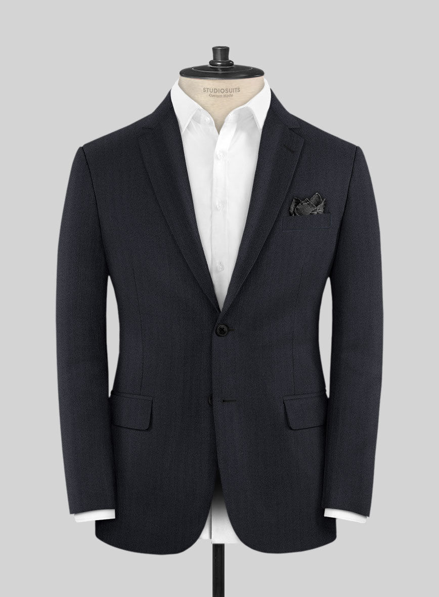 Scabal Eziki Herringbone Blue Wool Jacket