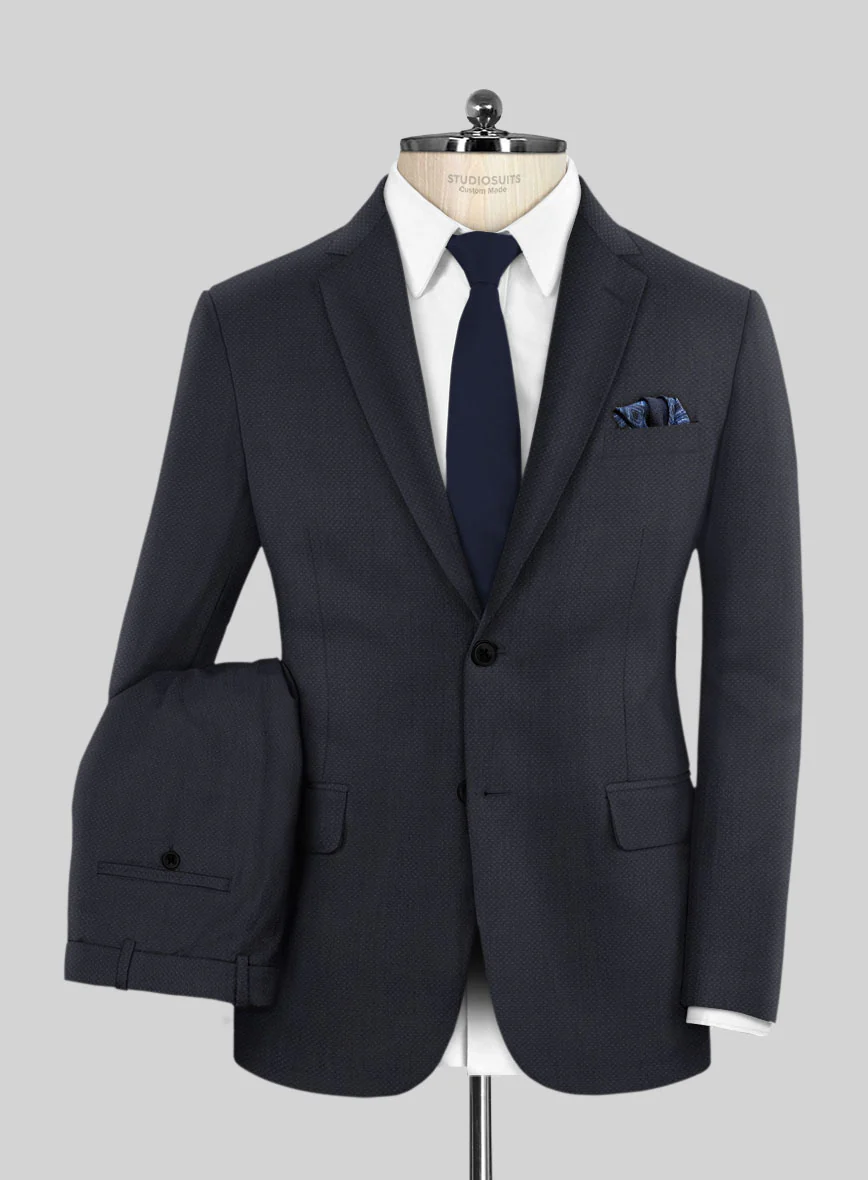 Scabal Heco Honeycomb Blue Wool Suit