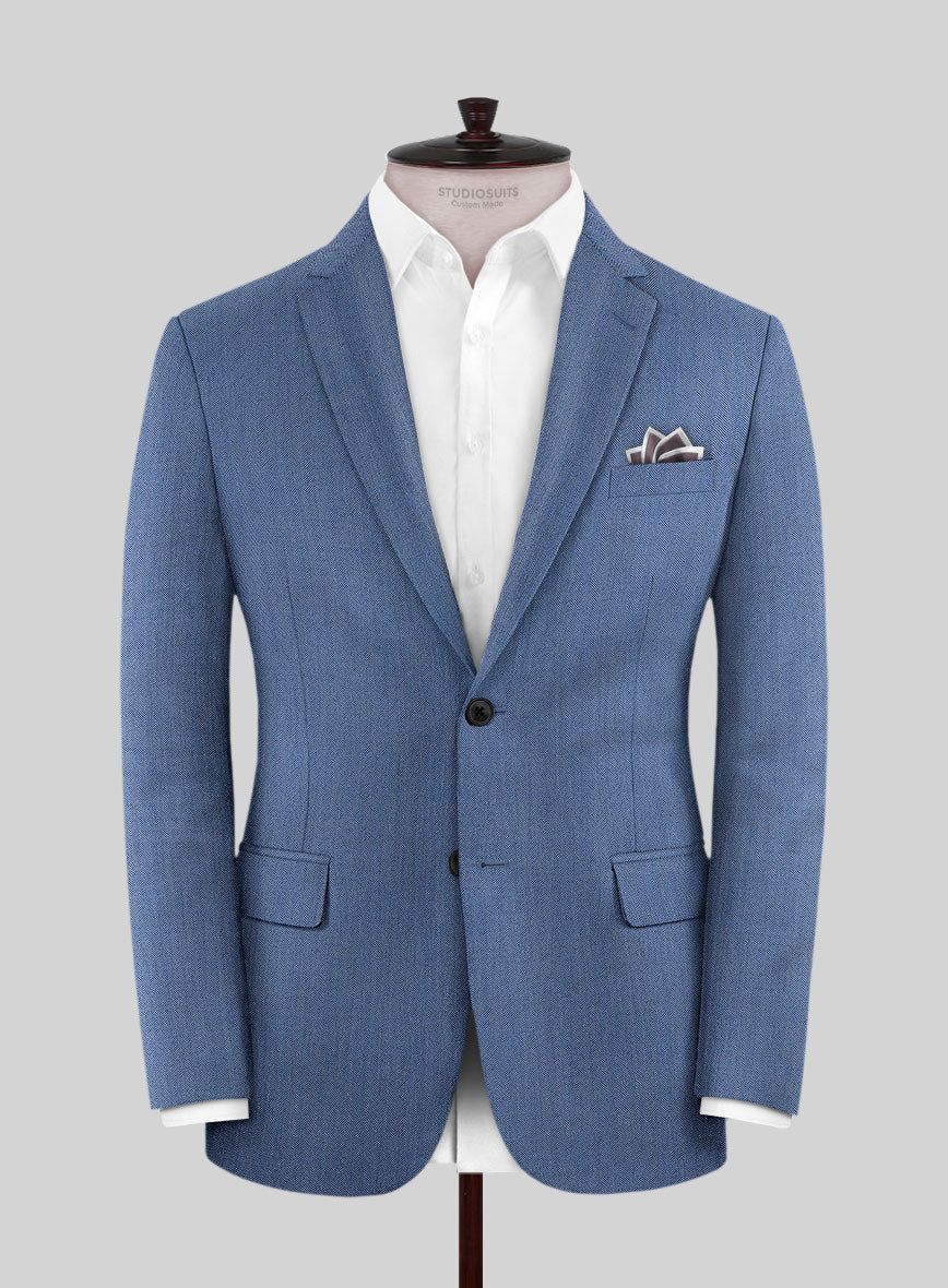Scabal Imilli Herringbone Blue Wool Jacket
