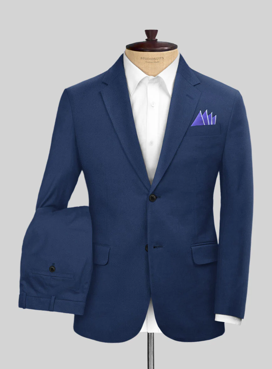 Scabal Indigo Blue Cotton Stretch Suit