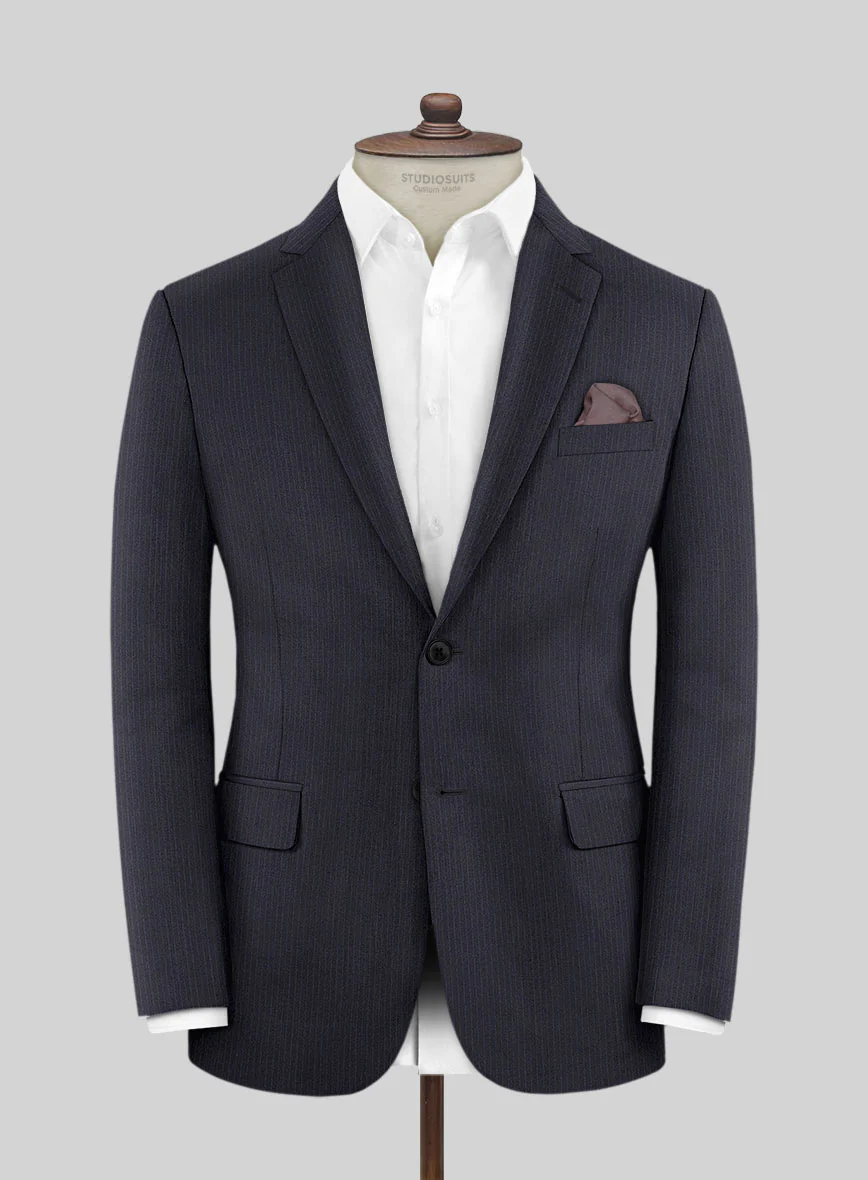 Scabal Jaglo Stripe Blue Wool Jacket