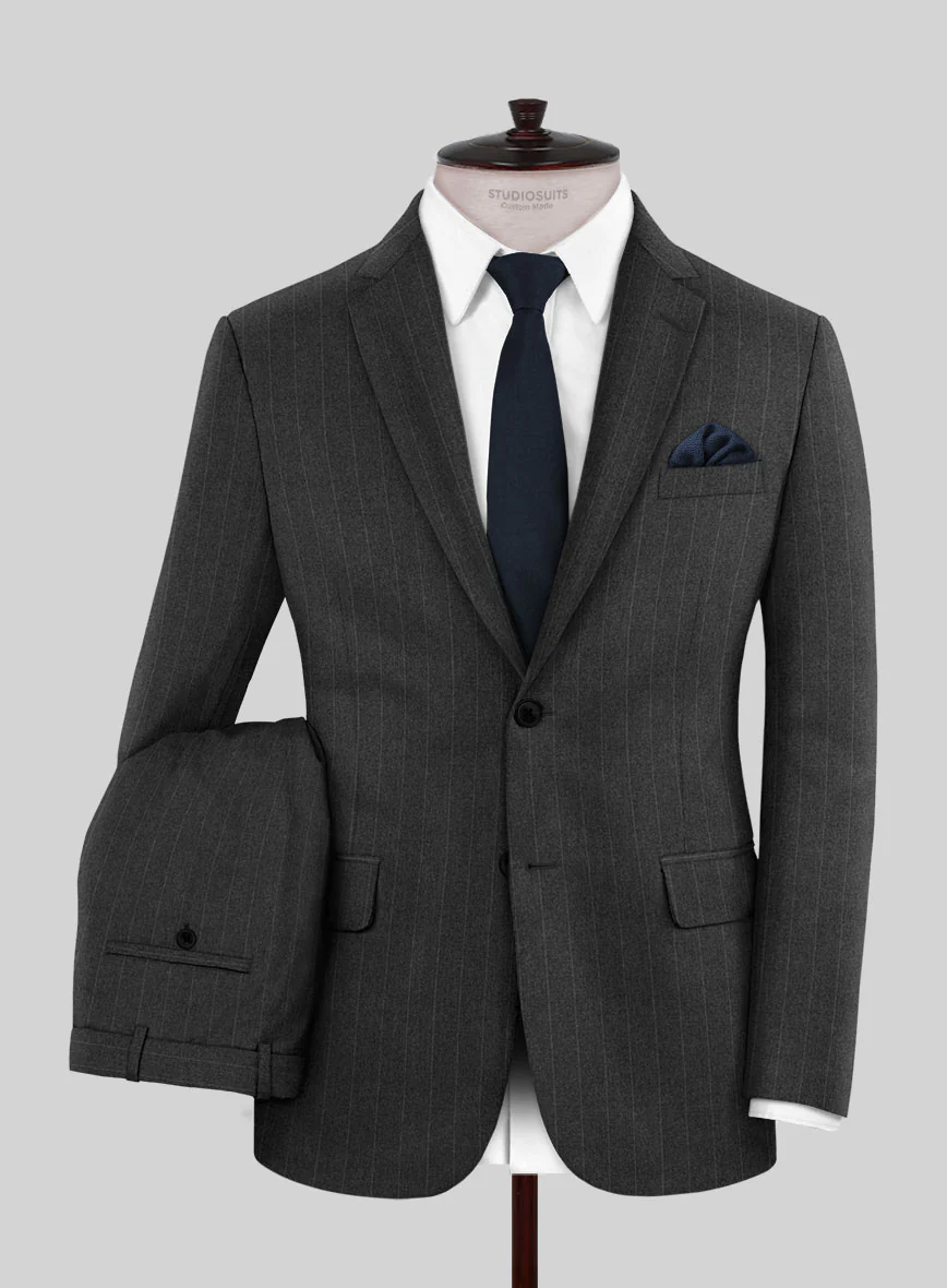 Scabal Litni Stripe Gray Wool Suit