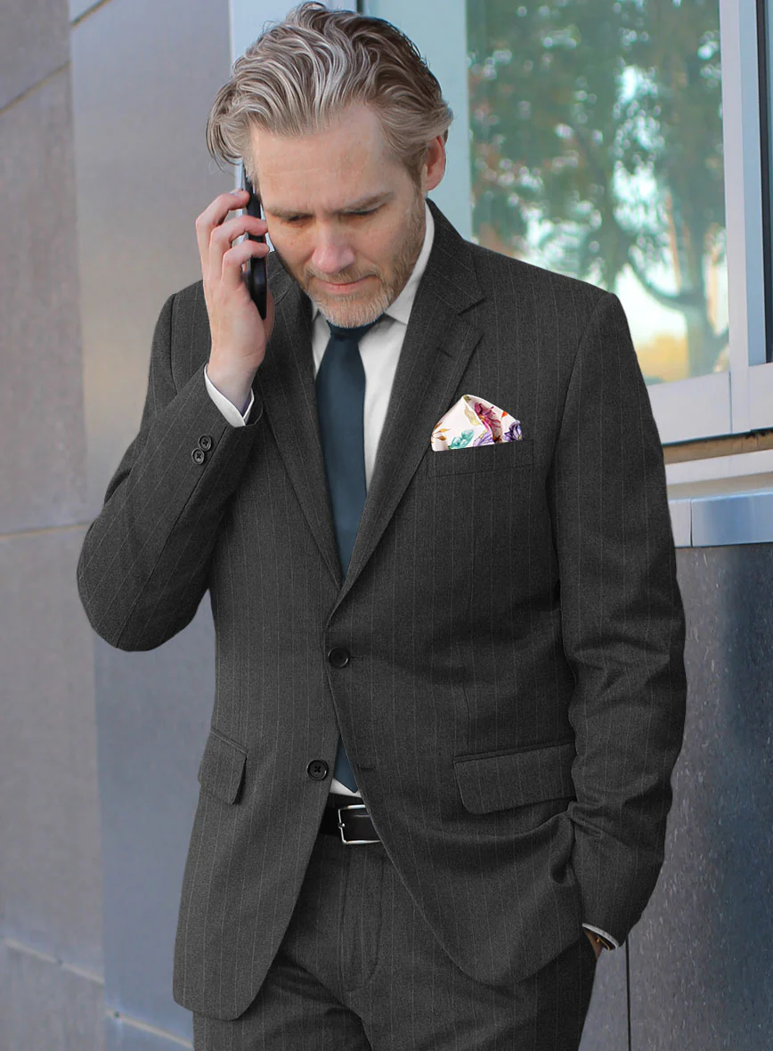 Scabal Litni Stripe Gray Wool Suit - Image 4