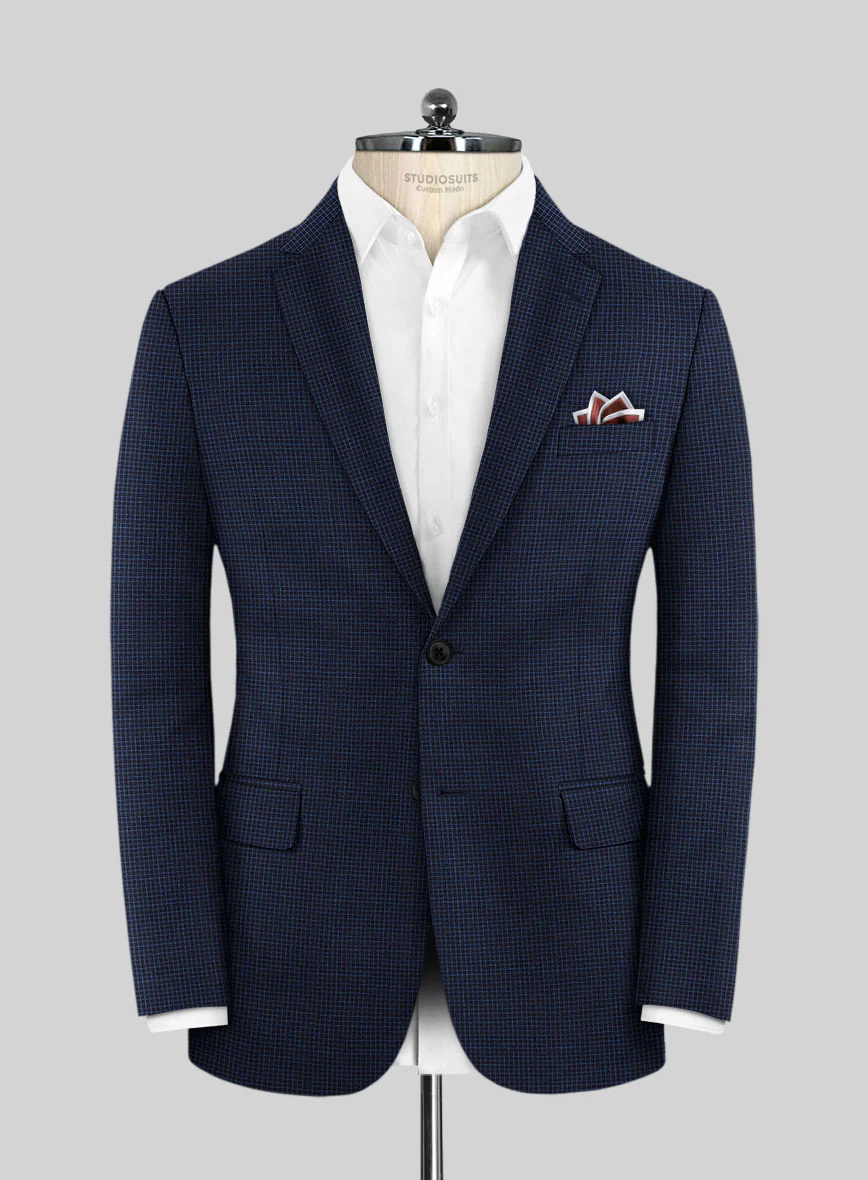 Scabal Londoner Asario Grid Blue Wool Jacket