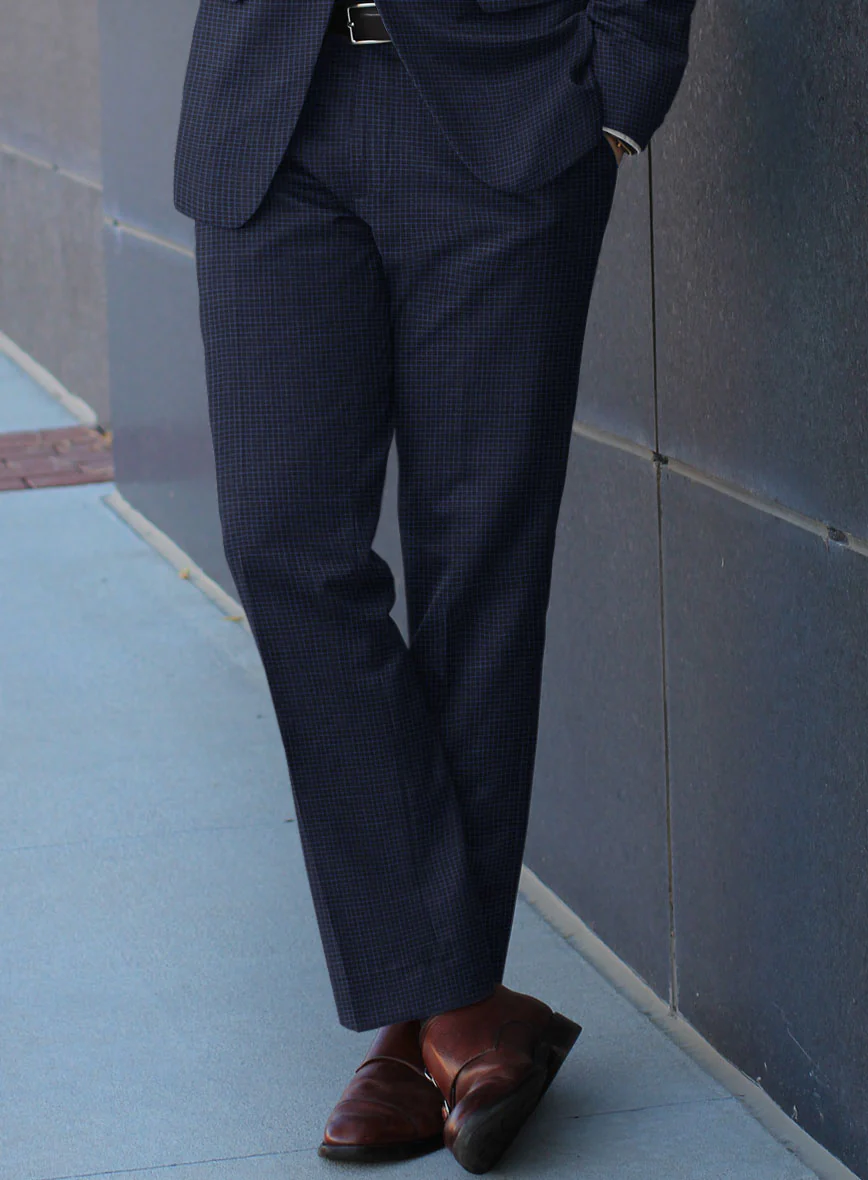 Scabal Londoner Asario Grid Blue Wool Pants - Image 2