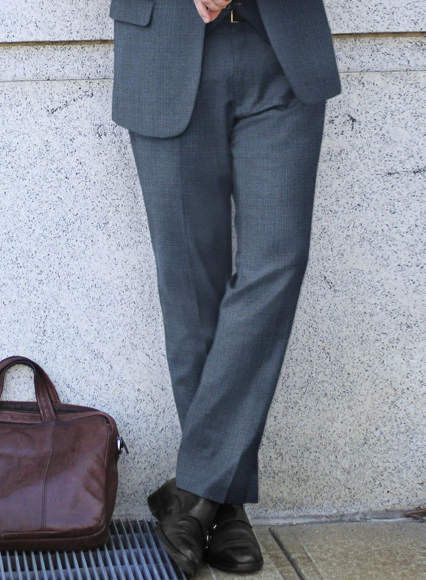 Scabal Londoner Blasi Checks Blue Wool Pants - Image 2