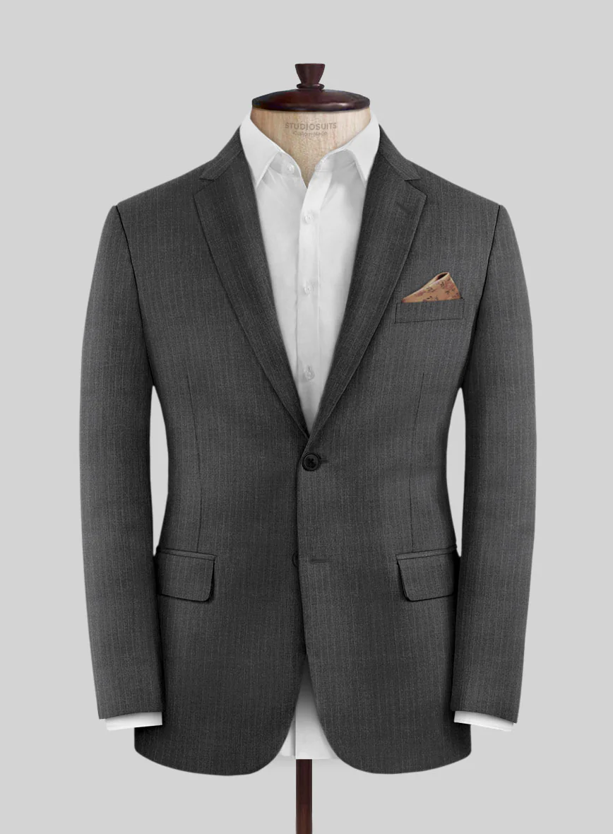 Scabal Londoner Casiri Stripe Charcoal Wool Jacket