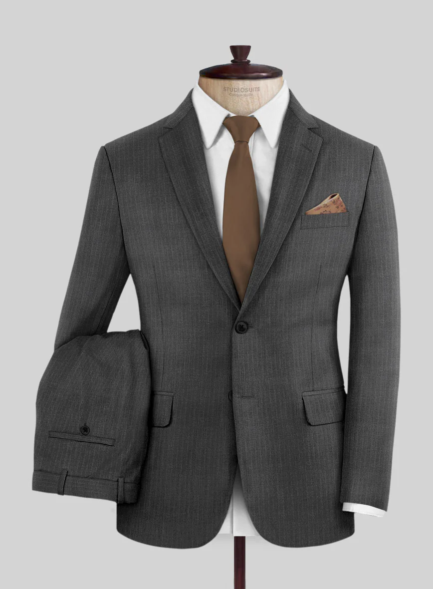 Scabal Londoner Casiri Stripe Charcoal Wool Suit