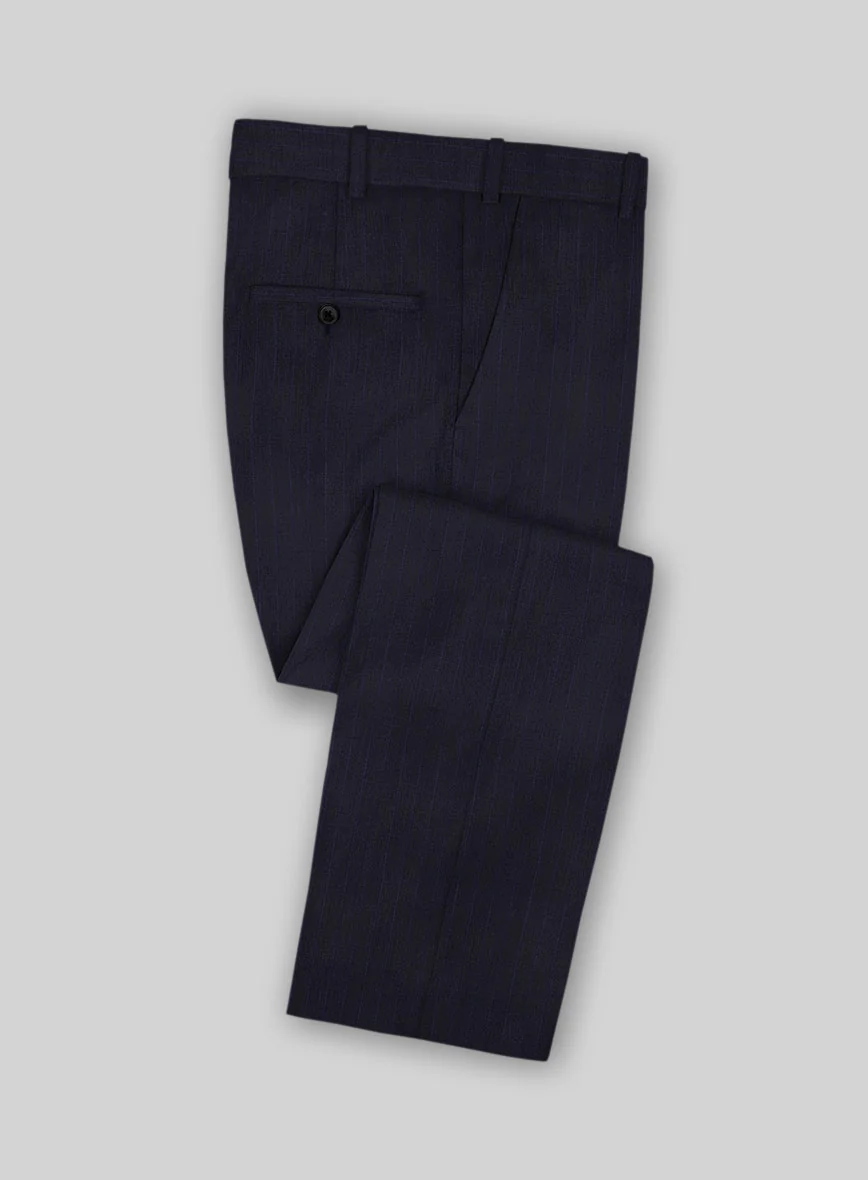 Scabal Londoner Corta Stripe Blue Wool Pants