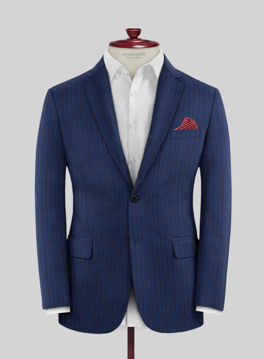 Scabal Londoner Deli Stripe Blue Wool Jacket