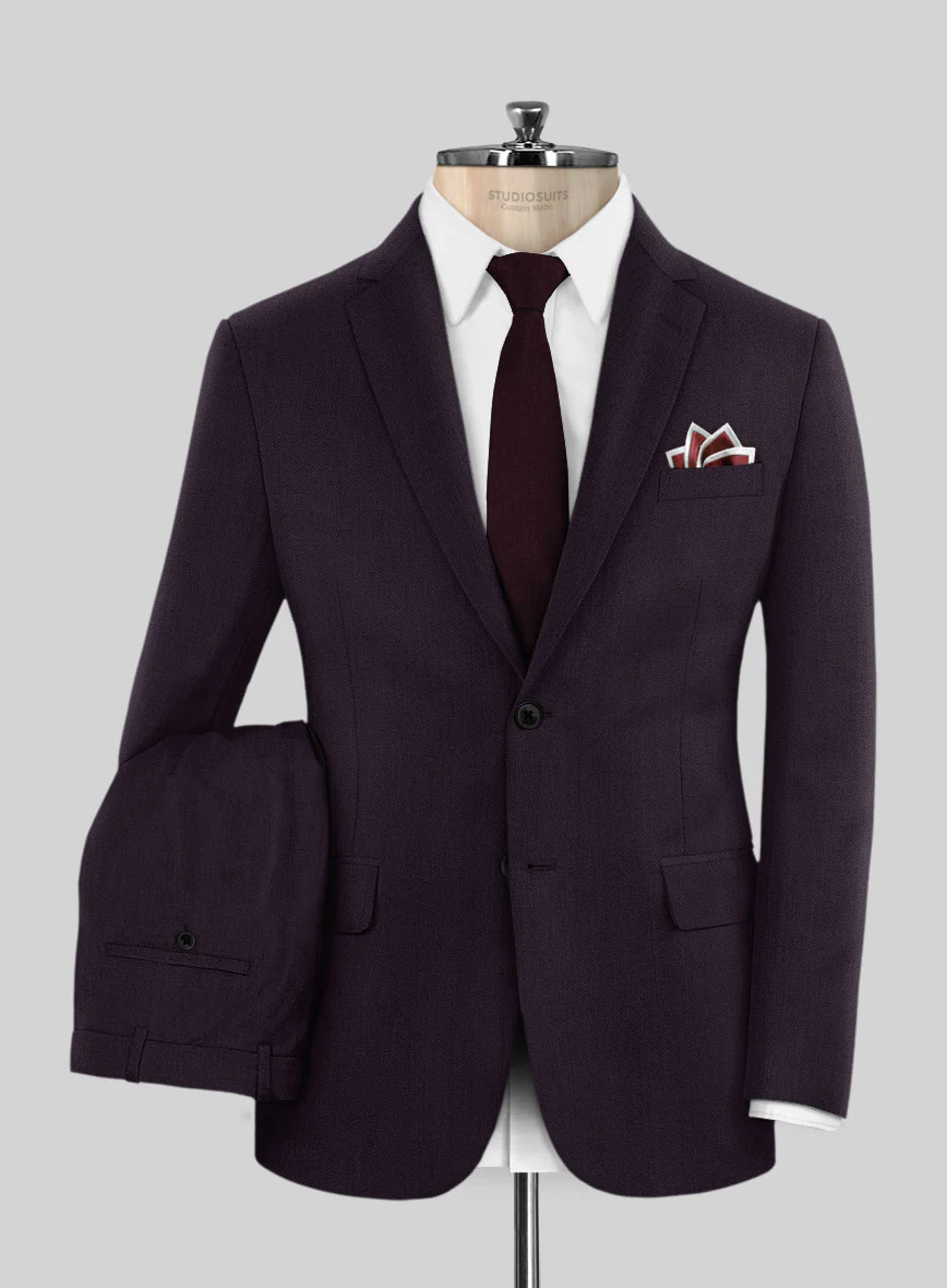 Scabal Londoner Eggplant Wool Suit