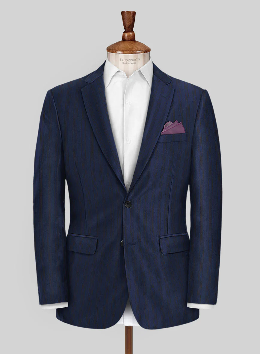 Scabal Londoner Ilianti Stripe Blue Wool Jacket