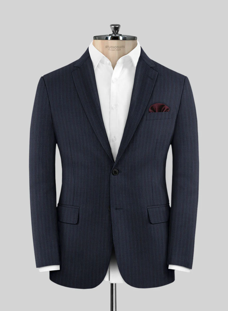 Scabal Londoner Jaspal Stripe Blue Wool Jacket