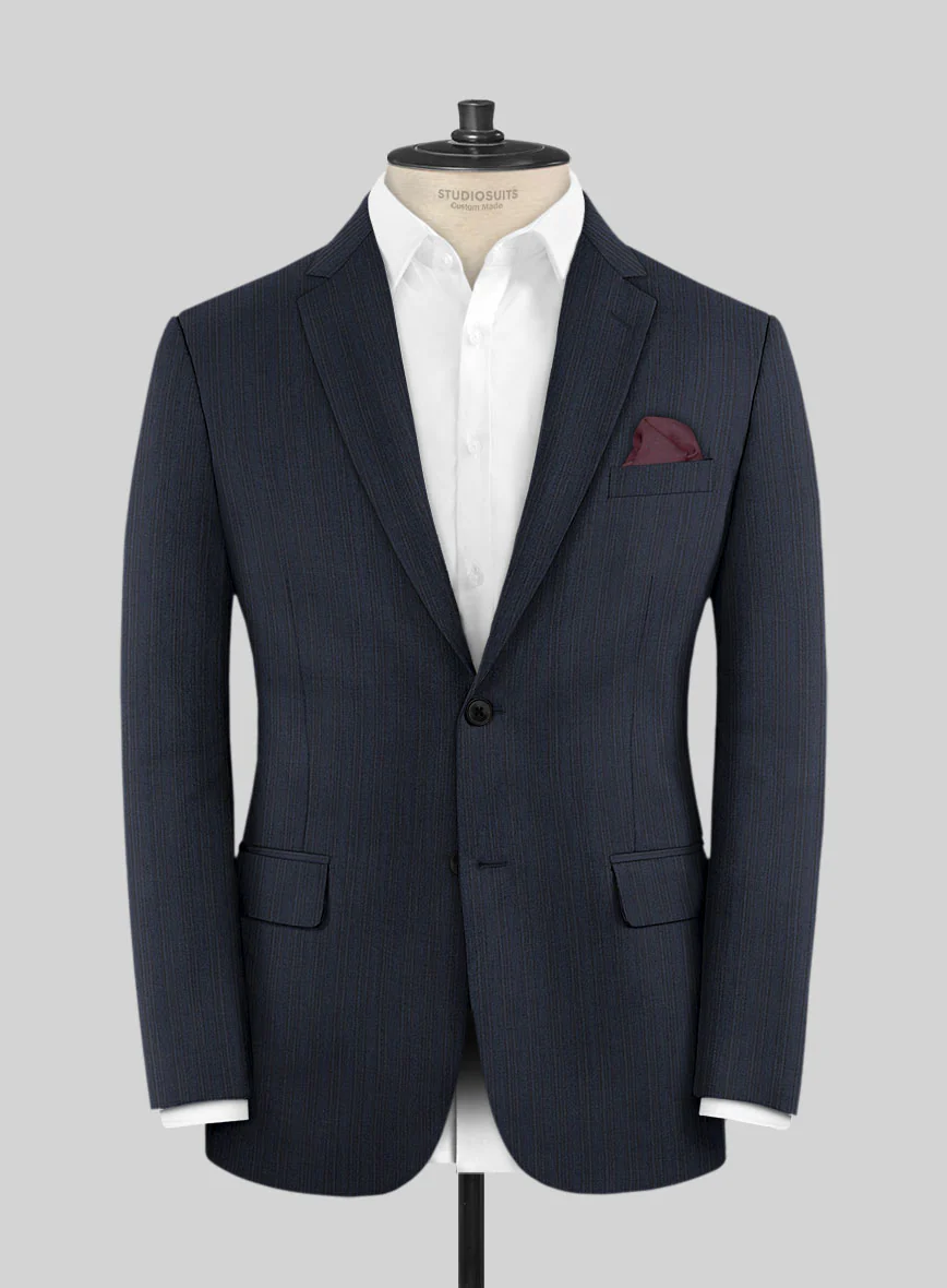 Scabal Londoner Jolge Stripe Blue Wool Jacket
