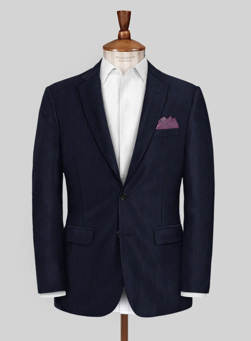 Scabal Londoner Malno Stripe Blue Wool Jacket