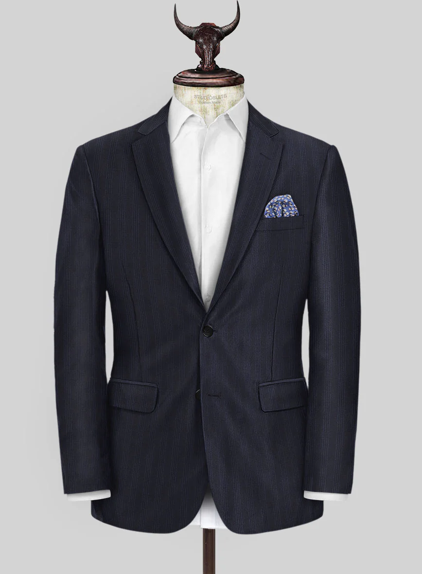 Scabal Londoner Manpa Stripe Blue Wool Jacket