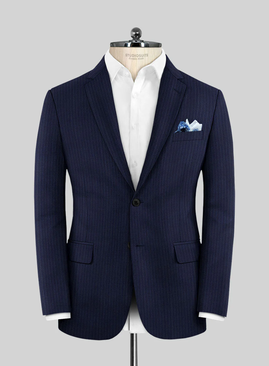 Scabal Londoner Mence Stripe Blue Wool Jacket