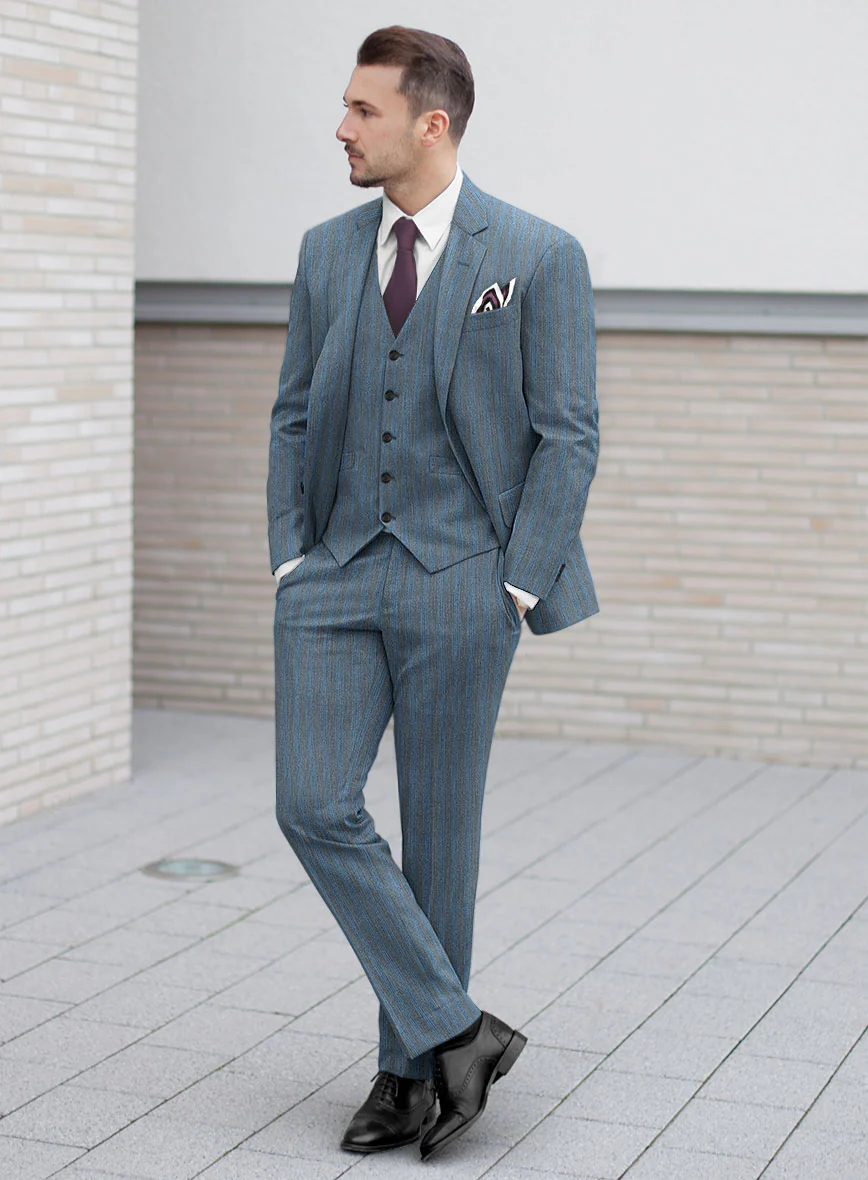 Scabal Londoner Struci Stripe Gray Wool Suit - Image 2