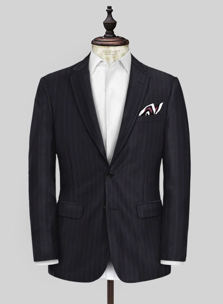Scabal Londoner Toconi Stripe Blue Wool Jacket