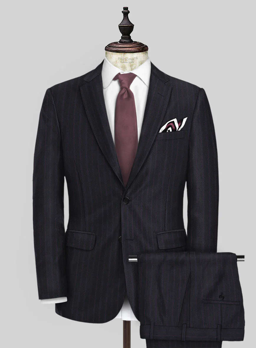 Scabal Londoner Toconi Stripe Blue Wool Suit
