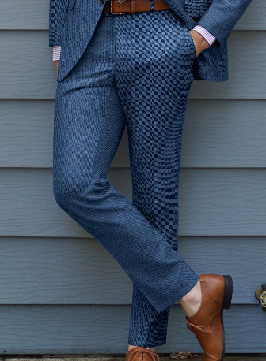 Scabal Londoner Twill Blue Wool Pants - Image 2