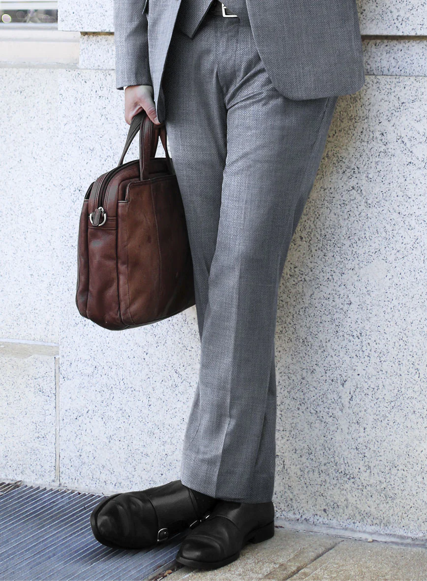 Scabal Londoner Twill Light Blue Wool Pants - Image 2