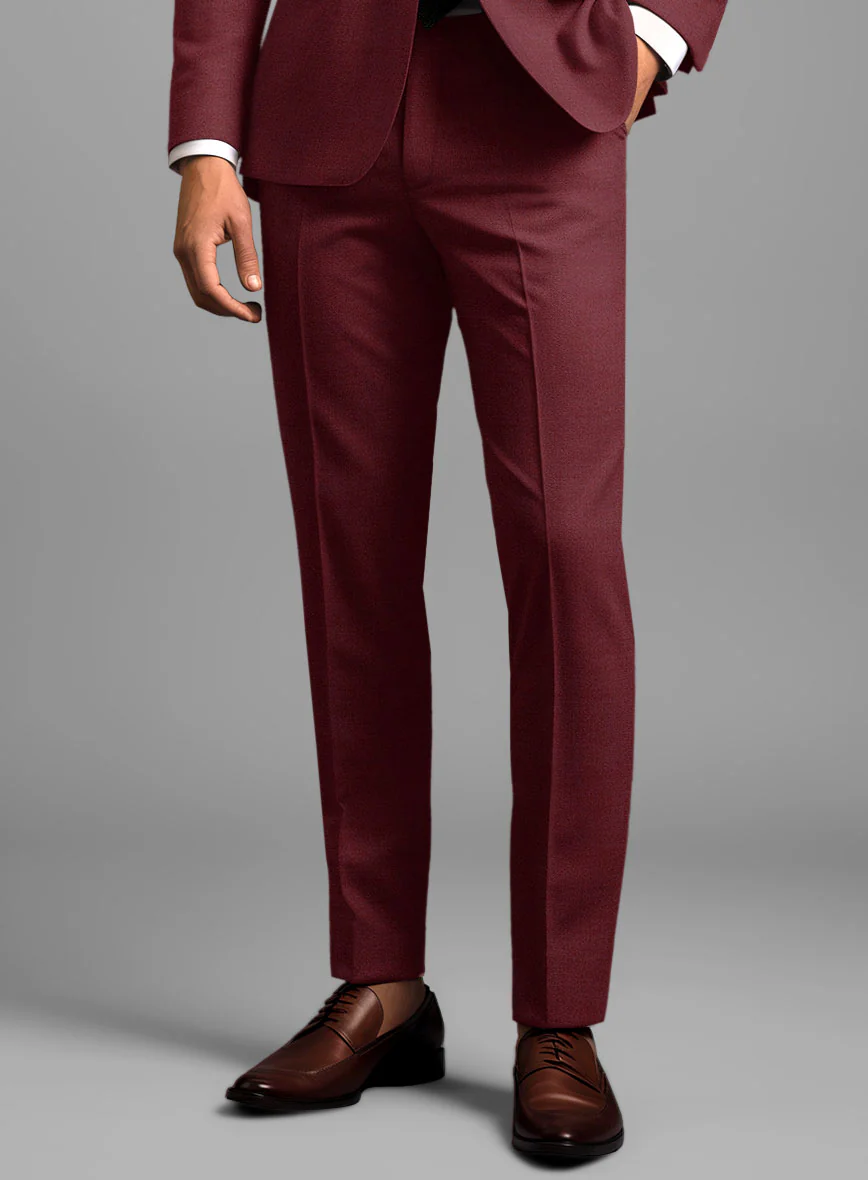 Scabal Maroon Wool Pants - Image 2